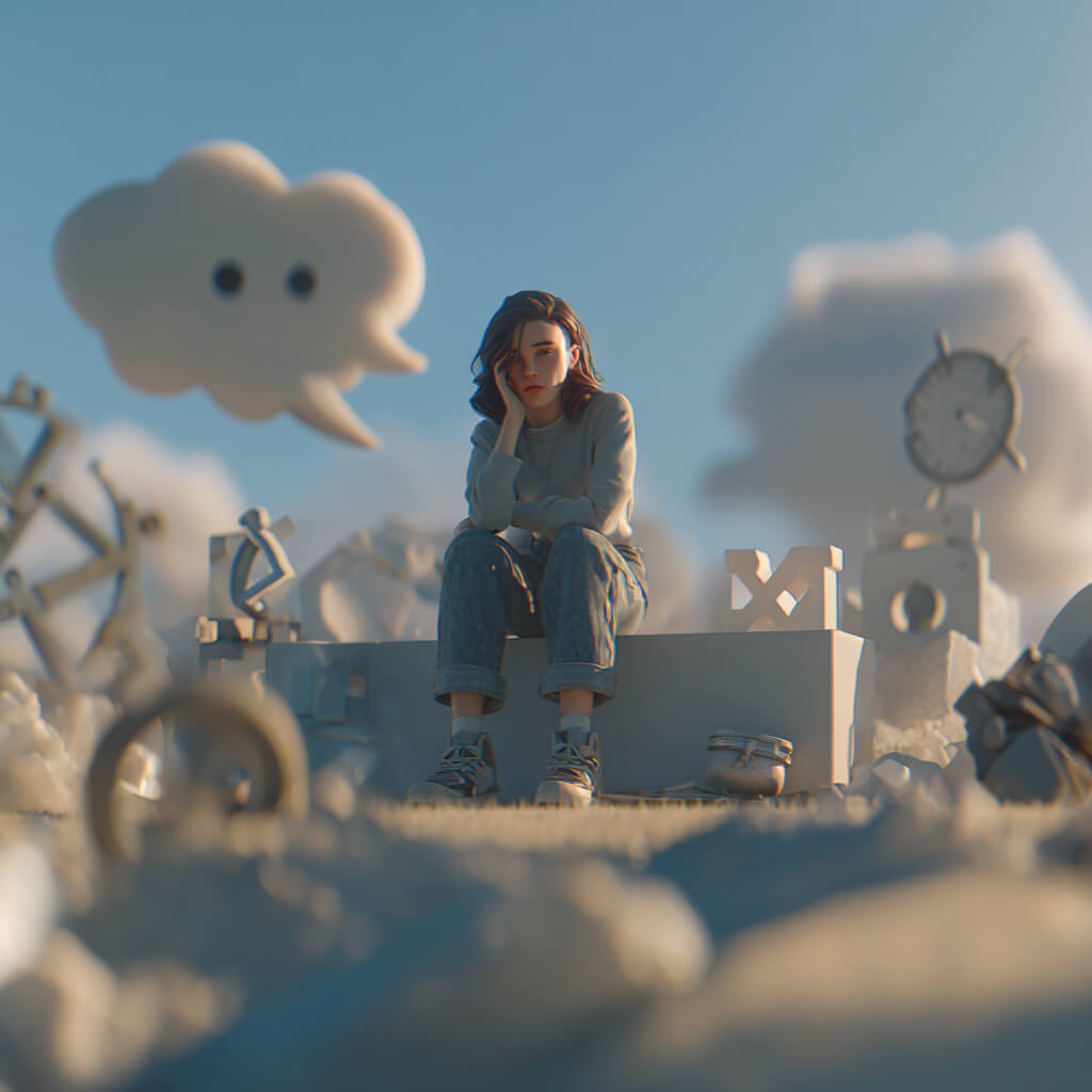 Transit Update - Bild von einem Mädchen mit einer Wolke und sich sortierenden Gedanken