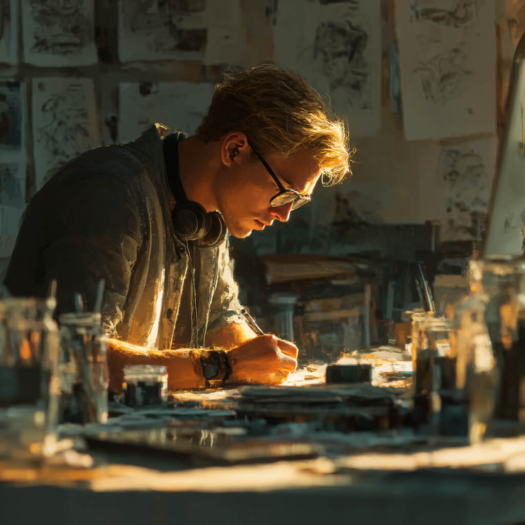 Tor 1 im Human Design und Transit - kreativer Mensch im Studio - Dr. Birgit Greiner