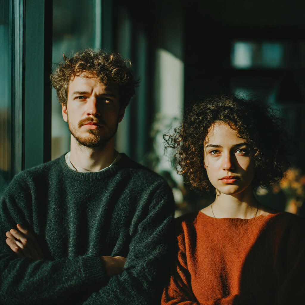 Human Design Transit: Zwei Menschen in konflikthafter Haltung beim Verhandeln neuer Abmachungen und Regeln in der Gemeinschaft.