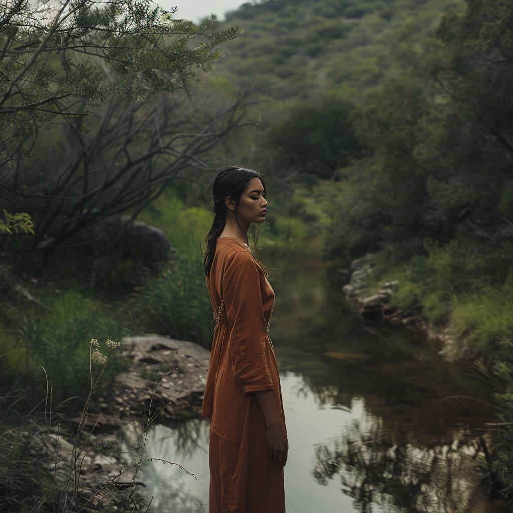 Human Design Transit: Frau in der Natur am Wasser