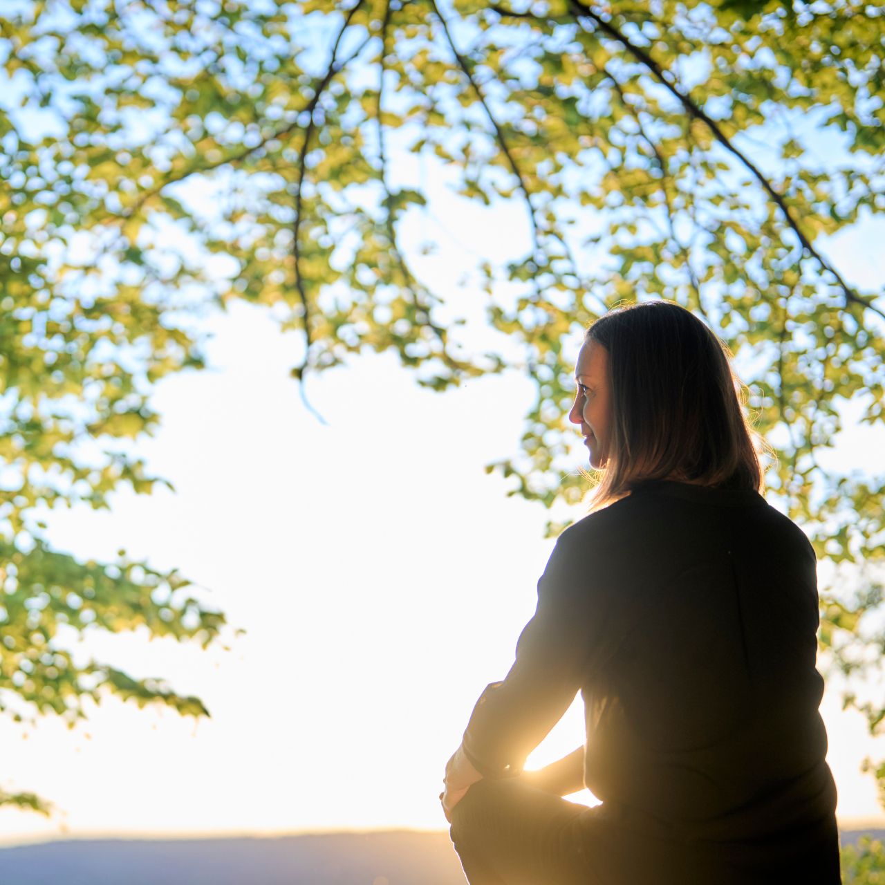 Projektor-Sein im Human Design - Dr. Birgit Greiner im Sonnenuntergang