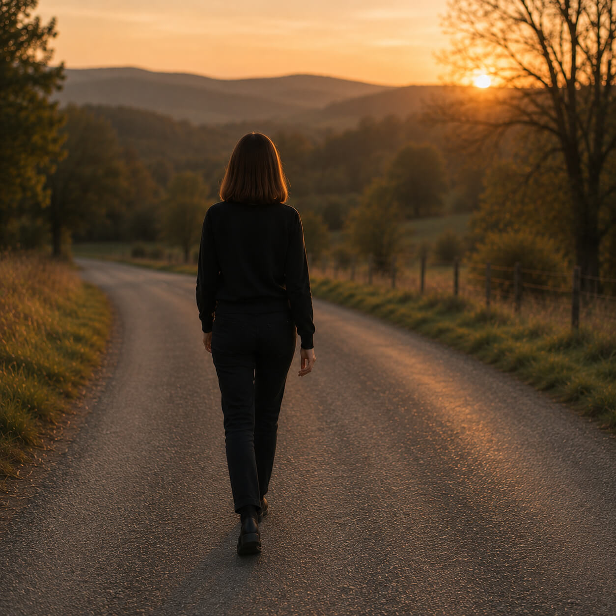Der Weg der Dekonditionierung im Human Design Dr. Birgit Greiner - Frau auf der Strasse von hinten