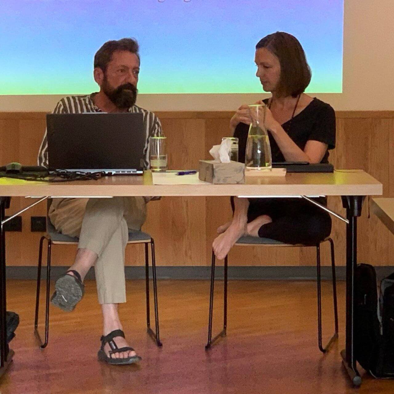 Alt-Text: Beziehungen Human Design — Dr. Birgit Greiner im Seminarraum bei Peter Schöber